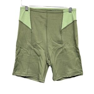 For Love & Lemons Ribbed High Waisted Biker Shorts Green Size L